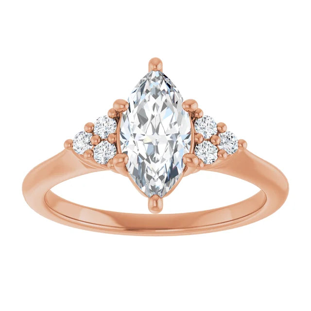 Marquise Rose Gold Accent Style Moissanite Engagement Ring