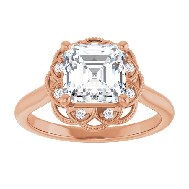 Asscher Antique Inspired Design Engagement Ring