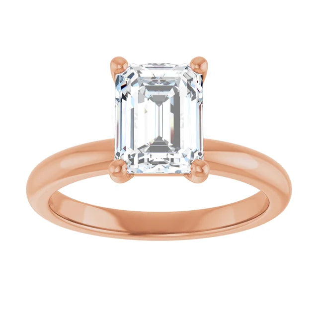 Emerald Low Hidden Halo Solitaire Engagement Ring