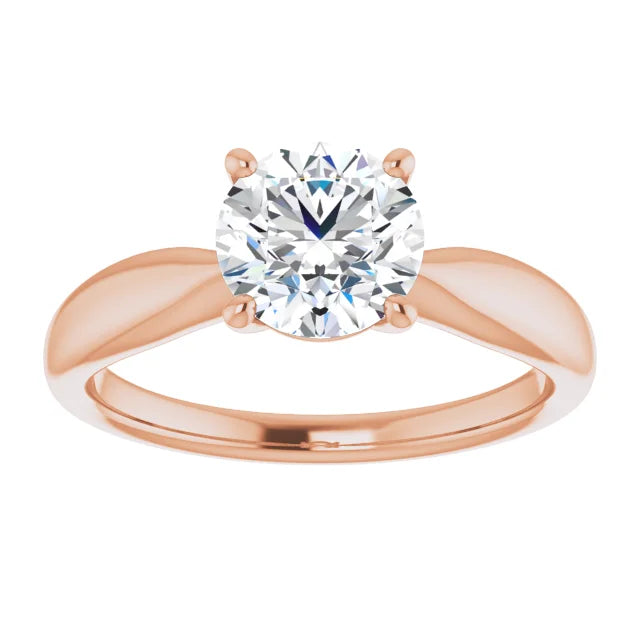 Round Brilliant Rose Gold Solitaire Moissanite Engagement Ring