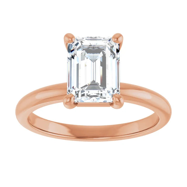Emerald Rose Gold Solitaire Moissanite Engagement Ring
