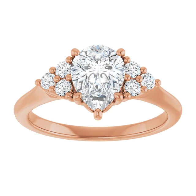 Pear Rose Gold Accent Style Moissanite Engagement Ring