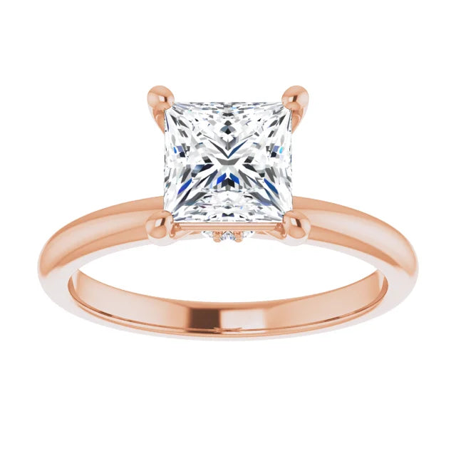 Princess Rose Gold Solitaire Moissanite Engagement Ring