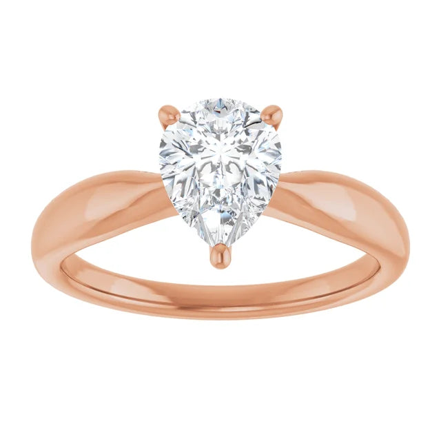 Pear Rose Gold Solitaire Moissanite Engagement Ring