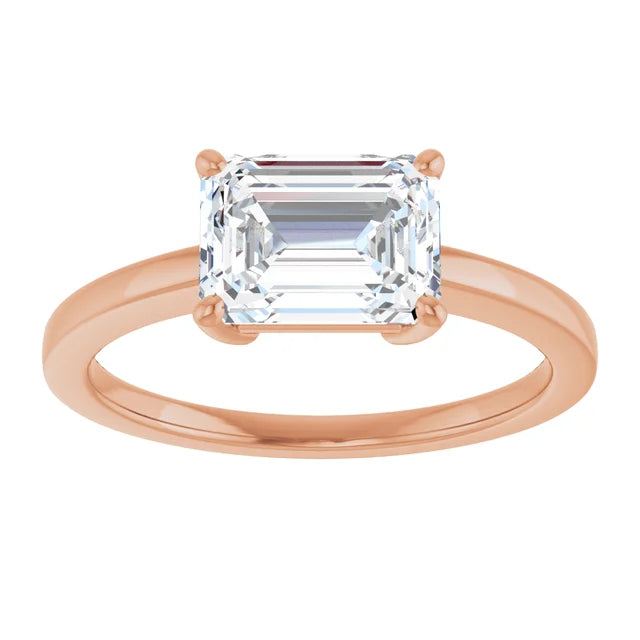 Emerald Rose Gold Solitaire Moissanite Engagement Ring