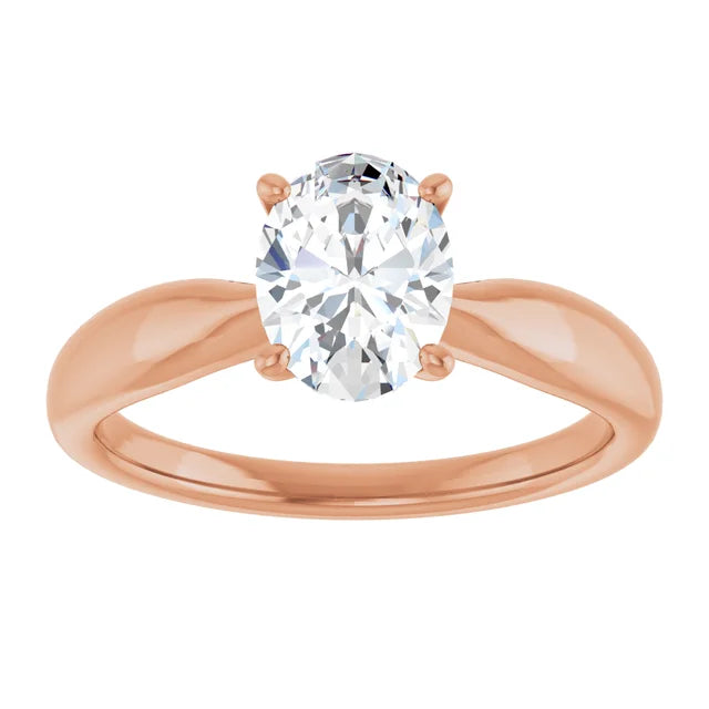 Oval Rose Gold Solitaire Moissanite Engagement Ring