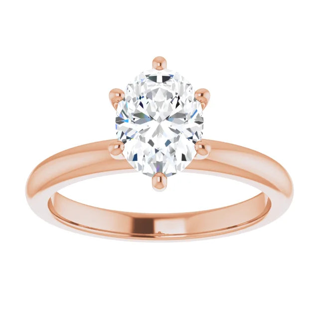 Oval Rose Gold Solitaire Moissanite Engagement Ring