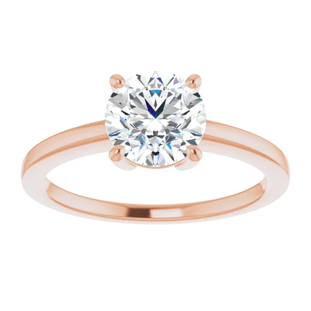 Round Brilliant Rose Gold Solitaire Moissanite Engagement Ring