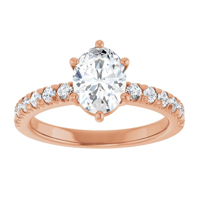 Oval Six Claw Set Style Engagement Ring