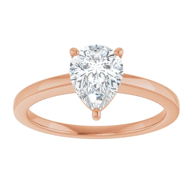 Pear Rose Gold Solitaire Moissanite Engagement Ring