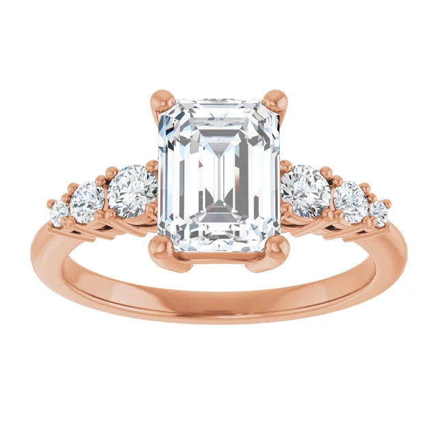 Emerald Multi Stone Accent Style Engagement Ring
