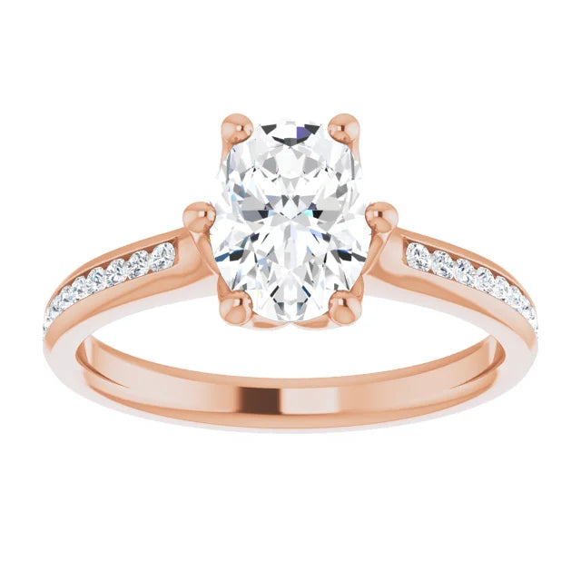 Oval Six Claw Channel Set Style Engagement Ring