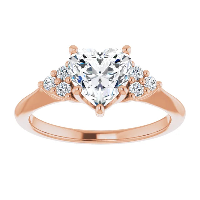 Heart Rose Gold Accent Style Moissanite Engagement Ring