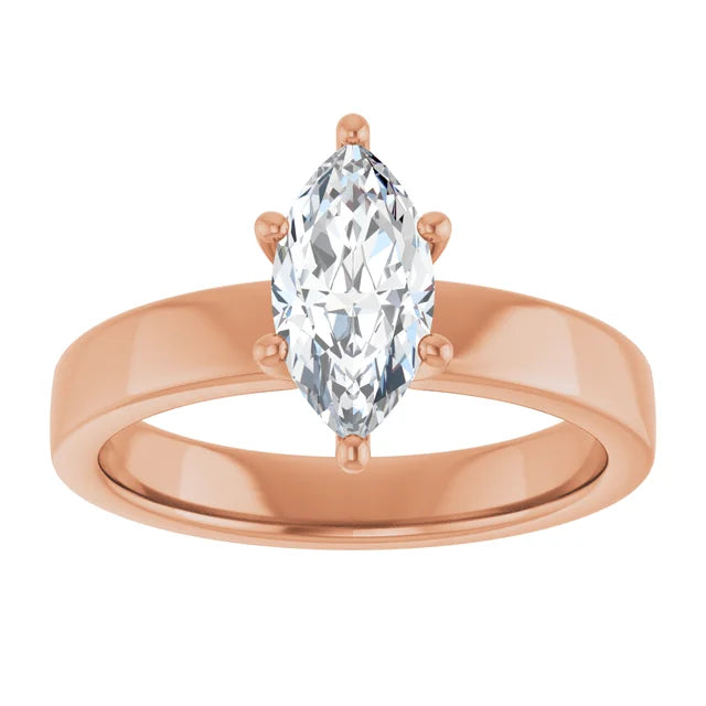 Marquise Wide Band Solitaire Engagement Ring