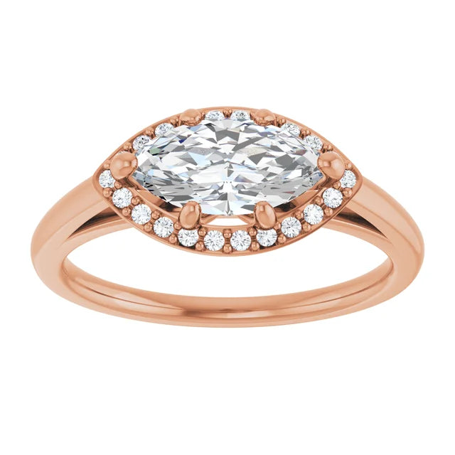 Marquise East West Halo Style Engagement Ring