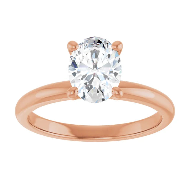 Oval Low Hidden Halo Solitaire Engagement Ring