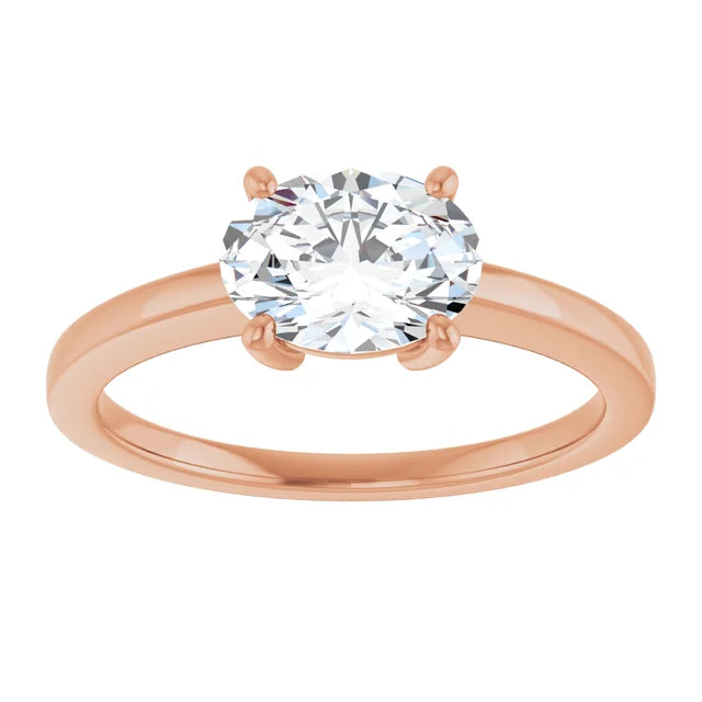 Oval Rose Gold Solitaire Moissanite Engagement Ring