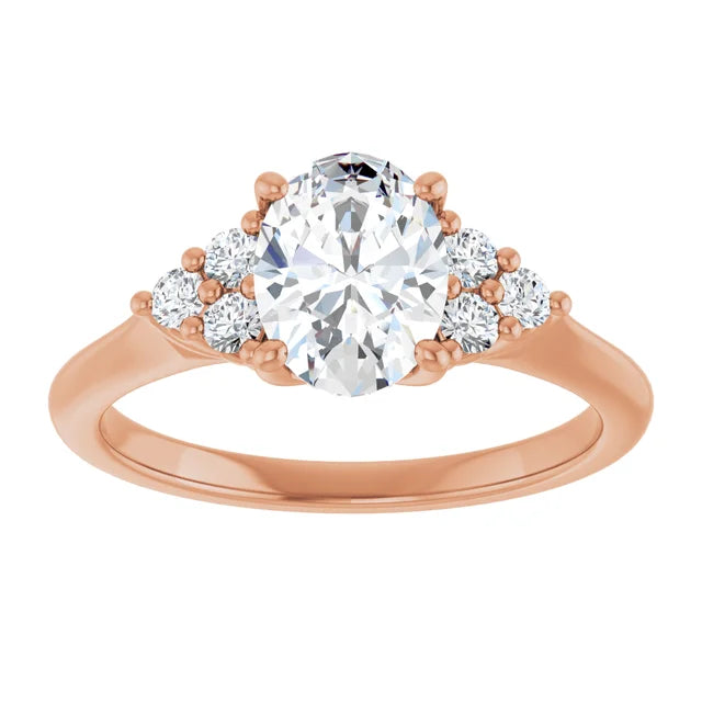 Oval Rose Gold Accent Style Moissanite Engagement Ring