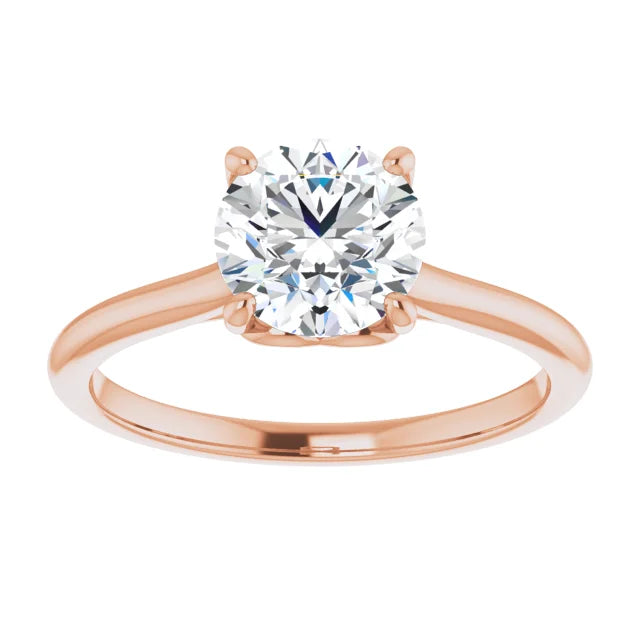 Round Brilliant Rose Gold Four Claw Solitaire Moissanite Engagement Ring