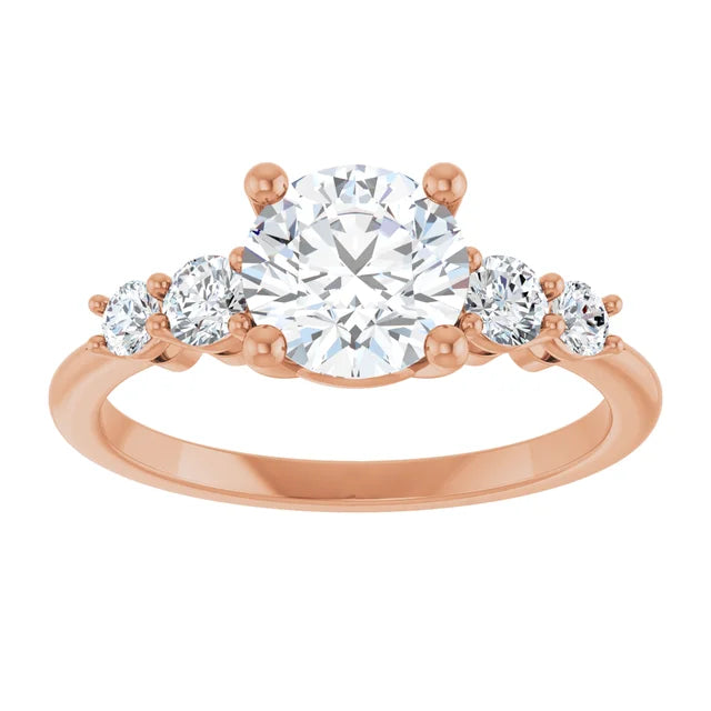 Round Brilliant Multi Stone Accent Style Engagement Ring