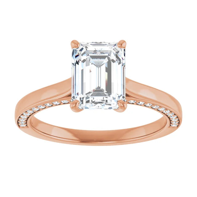 Emerald Rose Gold Solitaire Moissanite Engagement Ring