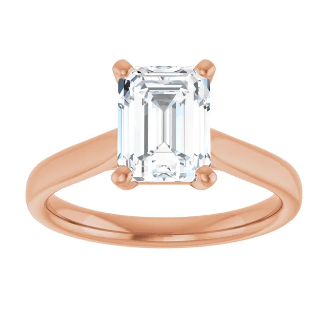 Four Claw Emerald Solitaire Engagement Ring