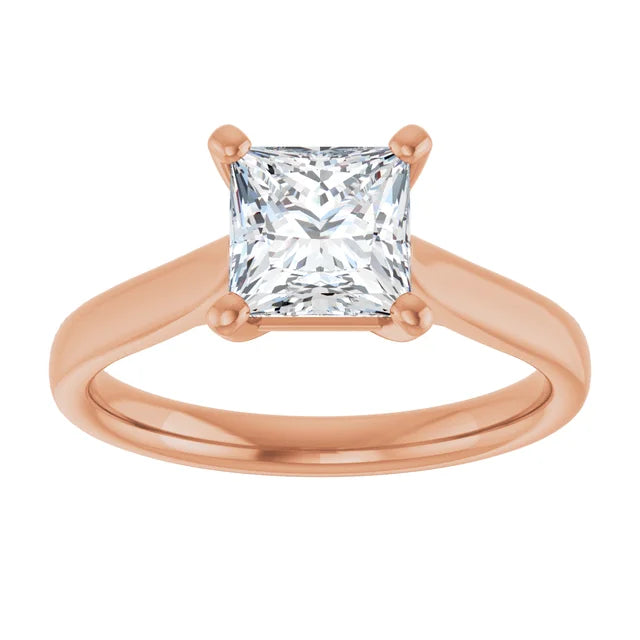 Four Claw Princess Solitaire Engagement Ring