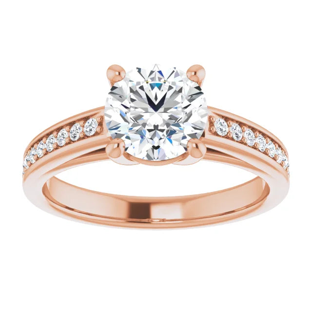 Round Brilliant Rose Gold Claw Set Style Moissanite Engagement Ring