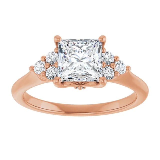 Princess Rose Gold Accent Style Moissanite Engagement Ring