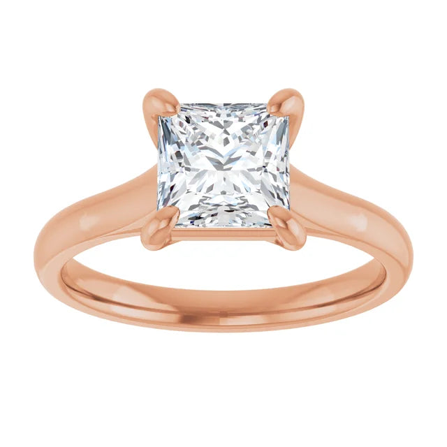 Four Claw Princess Solitaire Engagement Ring