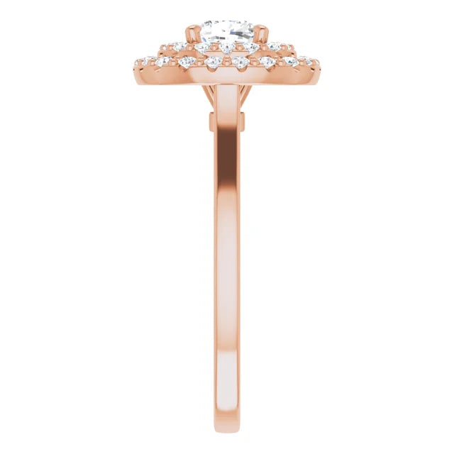 Cushion Rose Gold Double Halo Solitaire Moissanite Engagement Ring