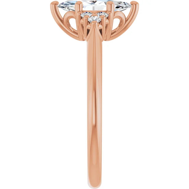 Marquise Rose Gold Accent Style Moissanite Engagement Ring