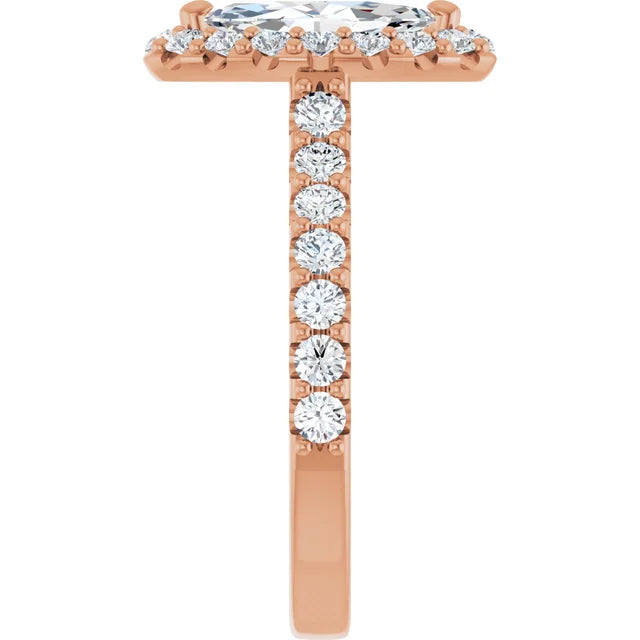 Marquise Rose Gold Halo Moissanite Engagement Ring