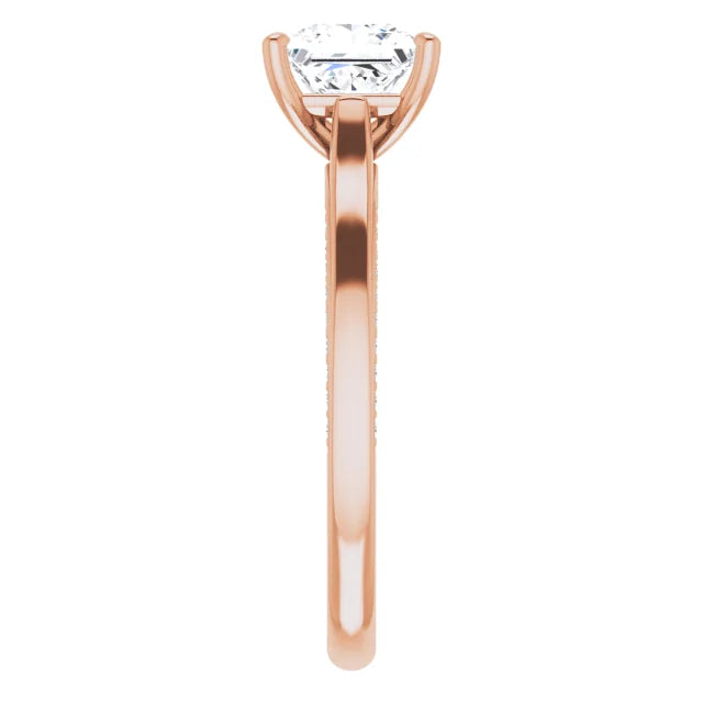 Princess Rose Gold Solitaire Moissanite Engagement Ring