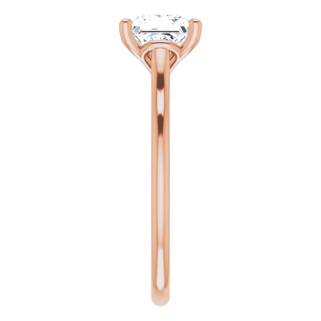 Princess Rose Gold Four Claw Solitaire Moissanite Engagement Ring