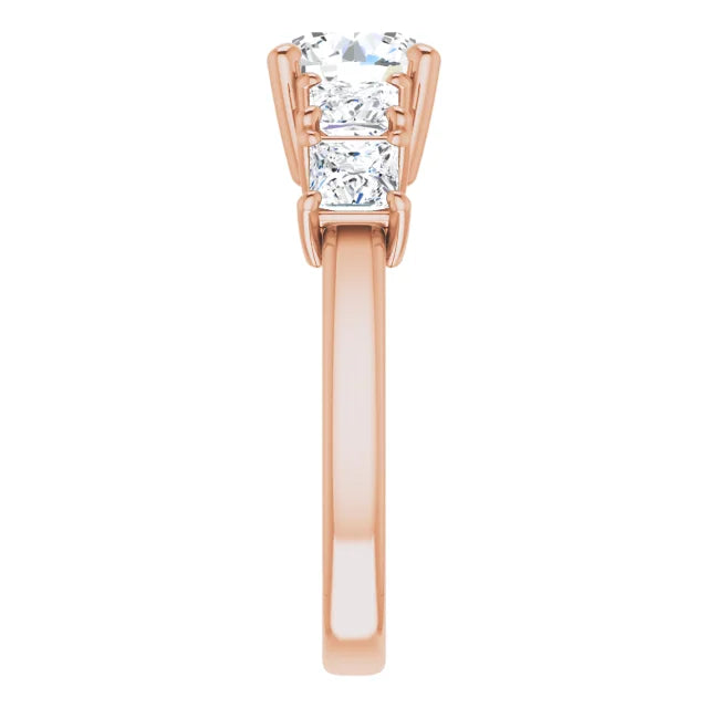 Round Brilliant Multi Stone Accent Style Engagement Ring