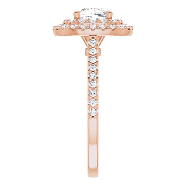 Cushion Double Halo Rose Gold Moissanite Engagement Ring