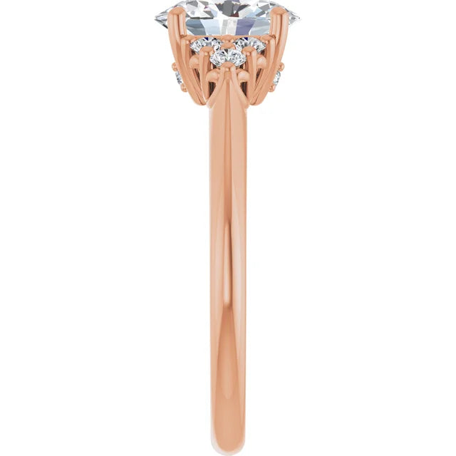 Oval Rose Gold Accent Style Moissanite Engagement Ring