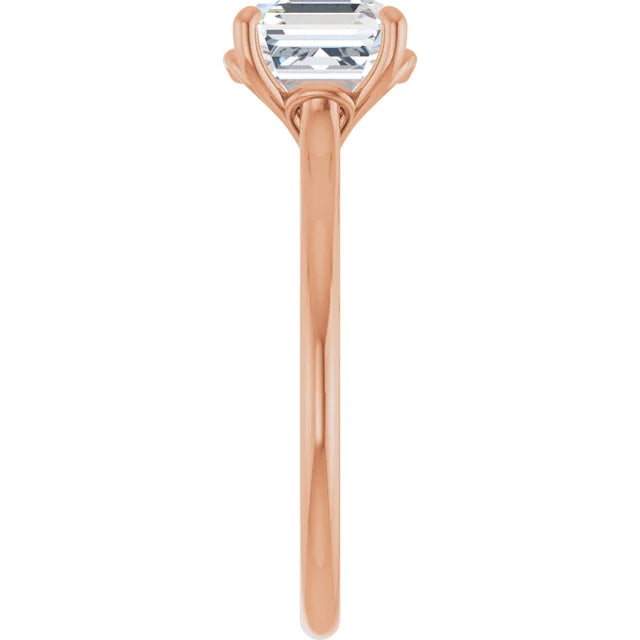 Four Claw Asscher Solitaire Engagement Ring
