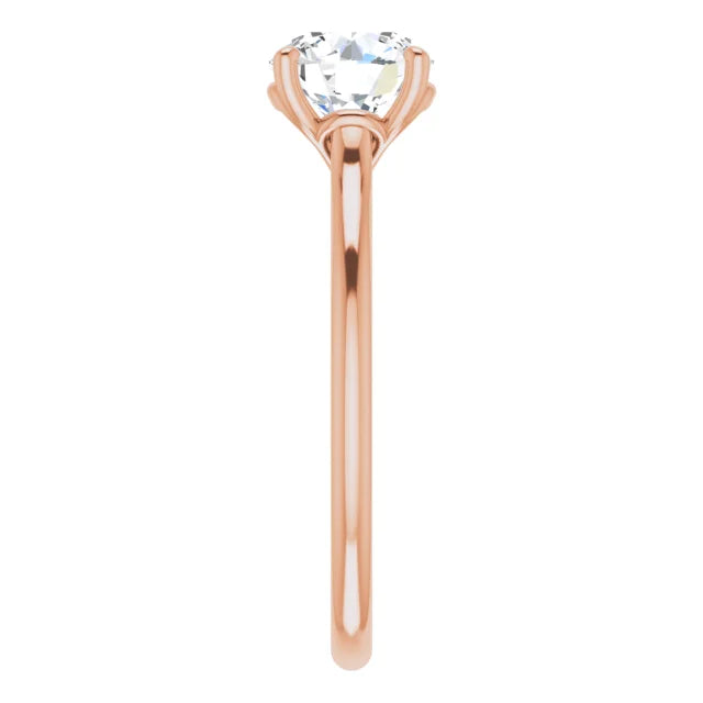 Round Brilliant Rose Gold Four Claw Solitaire Moissanite Engagement Ring