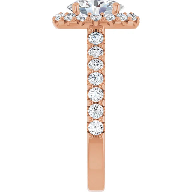 Oval Rose Gold Halo Moissanite Engagement Ring