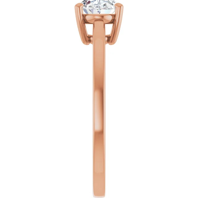Oval Rose Gold Solitaire Moissanite Engagement Ring