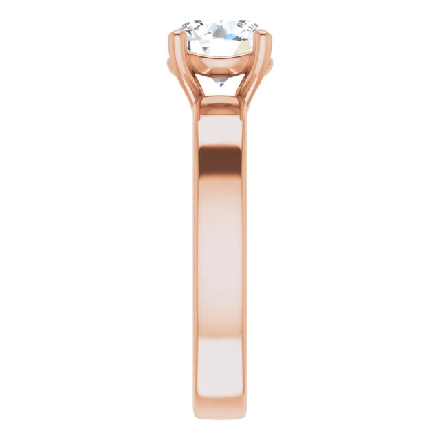Round Brilliant Rose Gold Wide Band Solitaire Moissanite Engagement Ring