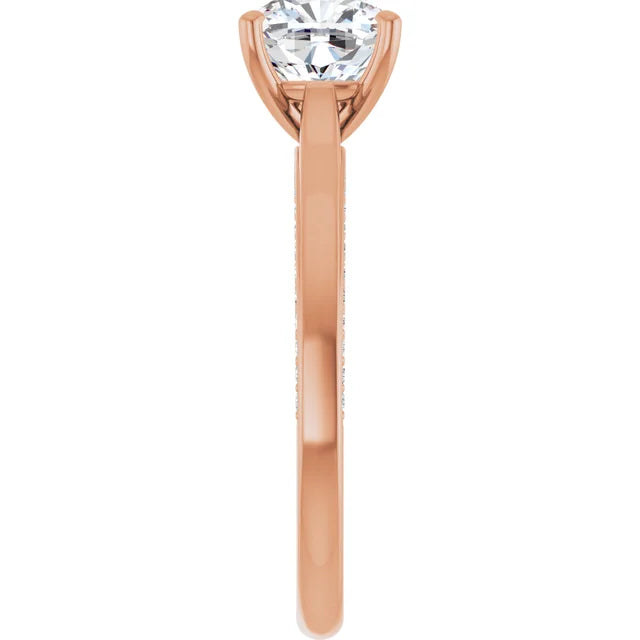 Cushion Rose Gold Solitaire Moissanite Engagement Ring