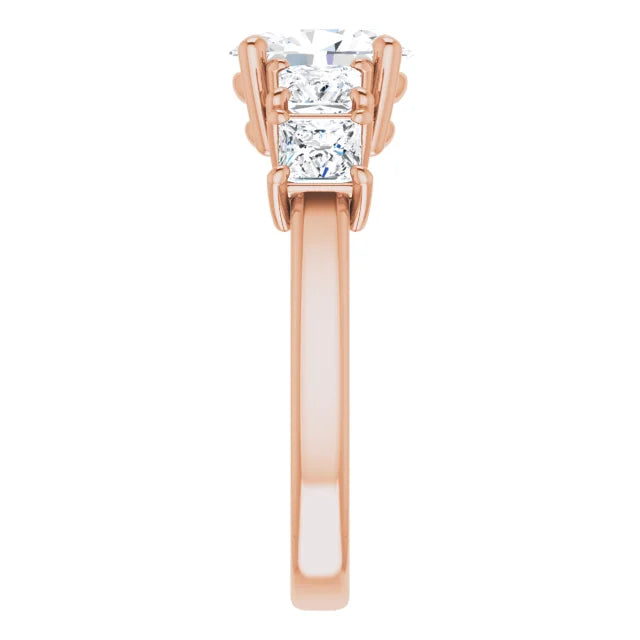 Oval Multi Stone Accent Style Engagement Ring