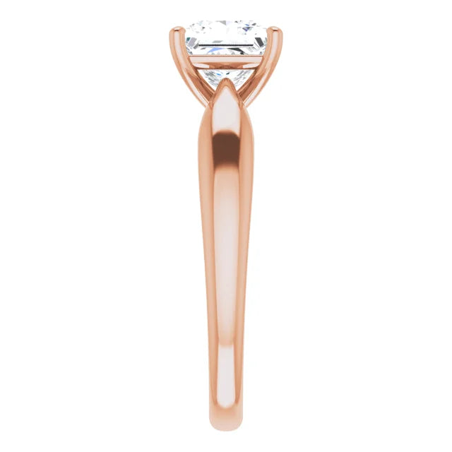 Princess Rose Gold Solitaire Moissanite Engagement Ring
