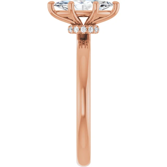 Marquise Rose Gold Solitaire Moissanite Engagement Ring