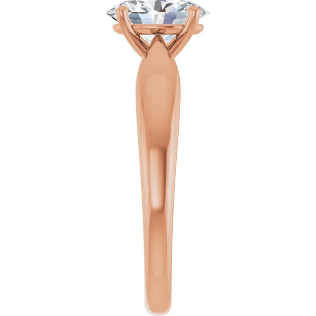 Oval Rose Gold Solitaire Moissanite Engagement Ring