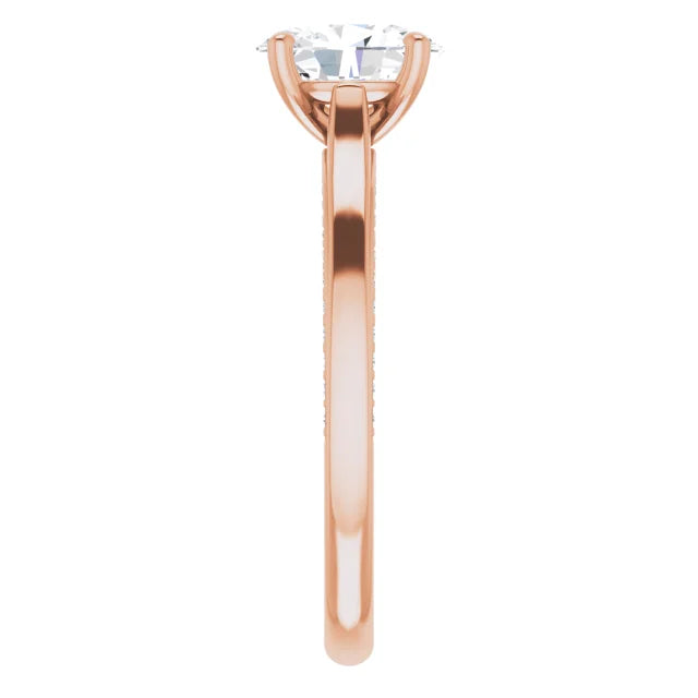 Oval Rose Gold Solitaire Moissanite Engagement Ring
