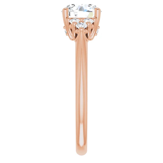 Round Brilliant Rose Gold Accent Style Moissanite Engagement Ring